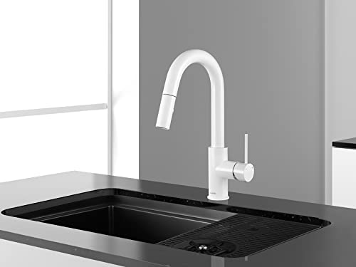 AS59W Shiny White Bar Faucet or Prep Sink Faucet with Pull Down Sprayer Single Handle - color: Shiny White, style: Classic