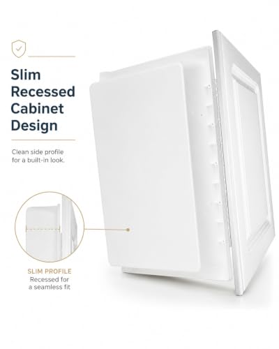 16” x 22” White Recessed Medicine Cabinet | Bathroom Storage Cabinet with Adjustable Shelves, Rust-Proof Design with Wooden Door | Modern Beveled Edge Wall Mounted Medicine Cabinets - color: White