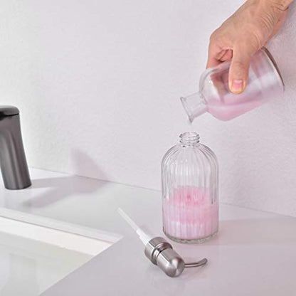 Glass Soap Dispensers for Kitchen and Bathroom, 16oz Heavey Glass Bottle, Stainless Steel Brushed Nickel Pump,Clear Farmhouse Bathroom Soap Dispenser - color: Brushed Nickle, size: 1-Pack