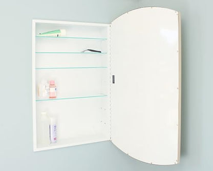 20x30 Harper Crescent Metal Framed Rectangle Recessed Bathroom Medicine Cabinet, Arced Mirror, 18x28 in-Wall Opening, Adjustable Glass Shelves, Magnet Close, Chrome - color: Chrome, size: 20x30