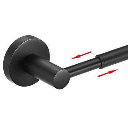BESy Towel Racks for Bathroom Wall Mounted Bath Towel Bar Matte Black | Adjust 15" to 26" Rustproof, Stainless Steel Towel Holder, Wall Mounted for Bathroom Accessories, Heavy Duty, Space Saving - color: Matte Black