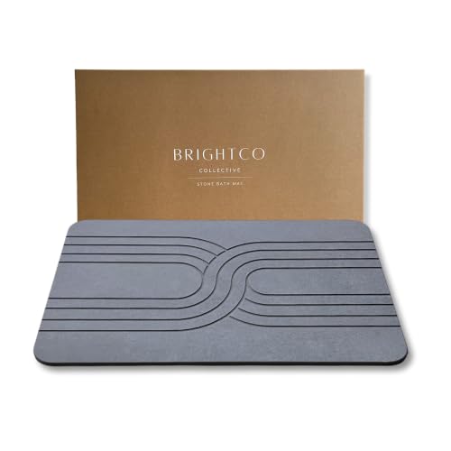 Quick Dry Stone Bath Mat – Diatomaceous Earth Foot Pad, Super Absorbent Hard Shower Rug – Modern Anti-Slip Design for Bathroom Floor, 23.6x15.3in, Deep Charcoal – The Nexus - color: The Nexus (Deep Charcoal)