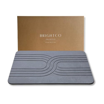 Quick Dry Stone Bath Mat – Diatomaceous Earth Foot Pad, Super Absorbent Hard Shower Rug – Modern Anti-Slip Design for Bathroom Floor, 23.6x15.3in, Deep Charcoal – The Nexus - color: The Nexus (Deep Charcoal)