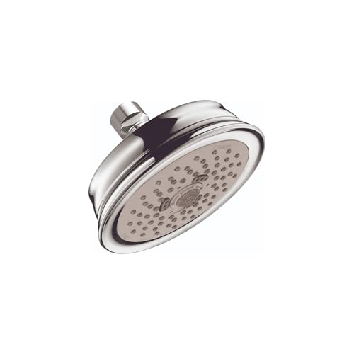 hansgrohe Croma 100 Classic 5-inch Showerhead Low Flow Classic 3-Spray Full, Pulsating Massage, Intense Turbo Water Saving with QuickClean in Chrome, 04751000 - color: Chrome