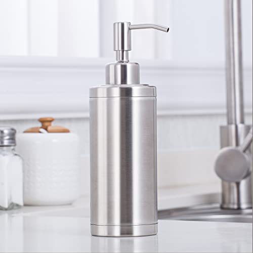 Countertop Hand Soap Dispenser, Refillable Stainless Steel Soap Pump Bottle for Bathroom & Kitchen, Free Standing - 300ml, Brushed Nickel - color: Brushed Nickel