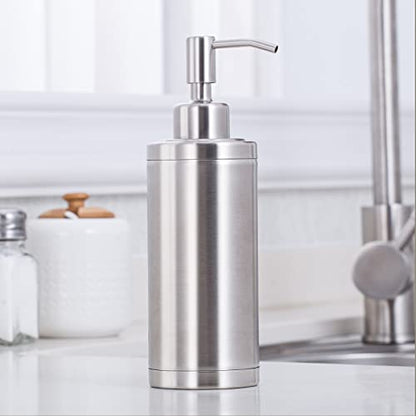 Countertop Hand Soap Dispenser, Refillable Stainless Steel Soap Pump Bottle for Bathroom & Kitchen, Free Standing - 300ml, Brushed Nickel - color: Brushed Nickel