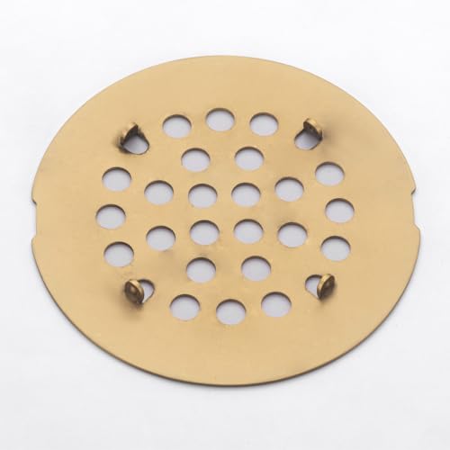 Snap-in Shower Drain Cover 4-1/4 inch Shower Strainer Grid Round (1, Brushed Golden) - color: Brushed Golden