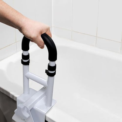 Vaunn Medical Adjustable Height Bathtub Safety Rail, Extra-Height 17"-20" Tall Extension ADA Compliant Shower Grab Bar Handle for Elderly and Disabled, Secure Locking Tub Clamp, 300 lbs - style: Height Adjustable