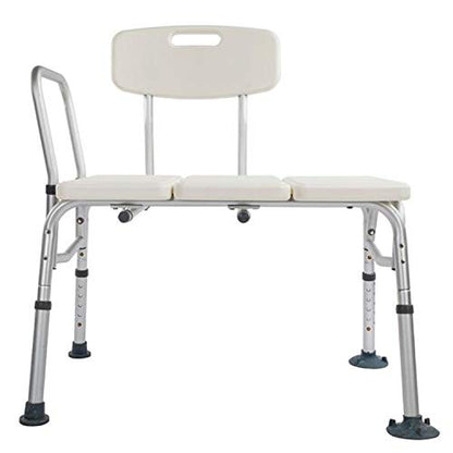 Bath Chair,Adjustable Handicap Shower Chair Seat Bench Transfer Bench with Arms and Backs,3 Blow Molding Plates Aluminium Alloy for Seniors Elderly Baby Bathtub Lift Chair (White) - color: White