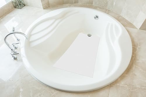 16"x40" Thike Matte White Self-Adhesive Vinyl Bath Mat Non Slip Safety Anti Skid Bathtub Placemat Sticker with Drain Cut Out Peel and Stick for Shower Floor Boat Area