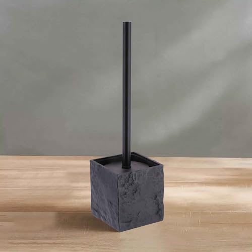 Collection Stone Effect Bath Accessory Set-4 Pieces, Resin, Black | Soap Dispenser, Tumbler, and Toilet Brush Holder, Contemporary, Durable Construction, Bathroom Accessories Set, Easy to Clean - size: Black