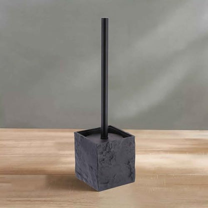 Collection Stone Effect Bath Accessory Set-4 Pieces, Resin, Black | Soap Dispenser, Tumbler, and Toilet Brush Holder, Contemporary, Durable Construction, Bathroom Accessories Set, Easy to Clean - size: Black