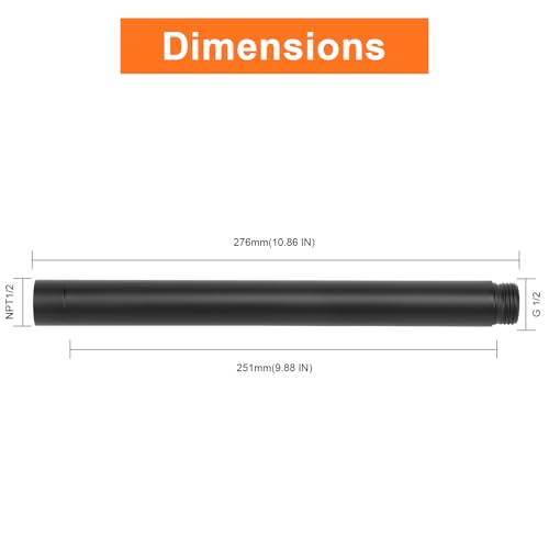 Shower Head Extension Arm, Shower Extender Water Outlet- Lowers Existing, Shower Pipe Extension for Bathroom, Made of Solid Metal Stainless Steel(10 Inch, Matte Black) - color: Matte Black, style: 10 Inch