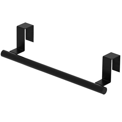 Cabinet Door Towel Bar, Kitchen Towel Holder, Matte Black, Single | Extended Anti-Slip Arm, EVA Scratch Guard Pads, No-Drill Install, Stainless Steel Dish Towel Holder, Kitchen Towel Rack - color: Black - 1 Pack