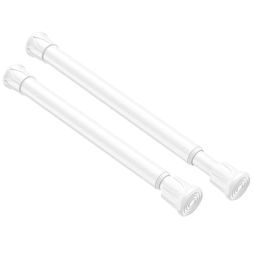 2 Pack Small Spring Tension Curtain Rod 8 to 12.5 Inch, Thin DIY Tension Rods No Drill for Slim Window Cupboard Closet Sidelights, White - color: White, size: 8" to 12.5"-2Pcs
