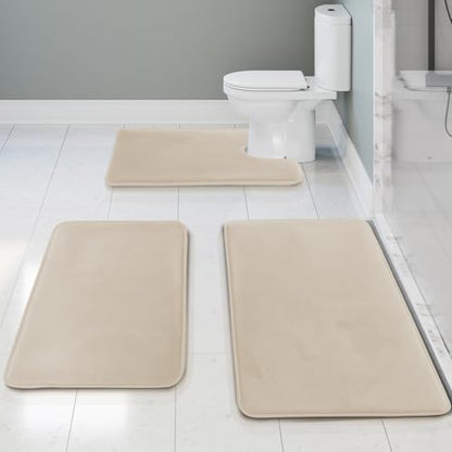 Clara Clark Bathroom Rugs, Velvet Memory Foam Bath Mat, Non-Slip Bath Rugs, Machine Wash, Dries Quickly, Ultra Soft Plush Bath Mats for Bathroom, - color: Linen