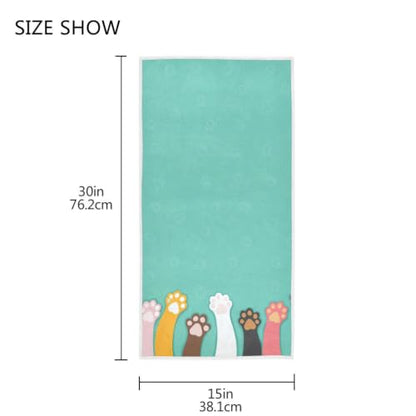 Naanle Cute Cartoon Cat Paw Footprint Pattern Soft Large Hand Towels Multipurpose for Bathroom, Hotel, Gym and Spa (16" x 30") - color: Cat Claw