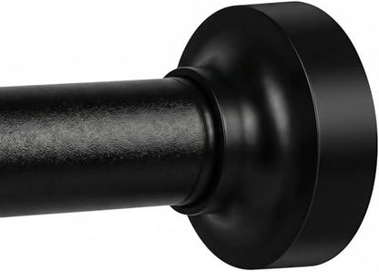 Matte Black Adjustable Shower Curtain Rod 1 Inch Diameter 29.5"-69.7" Inches - No Drill Tension Rod with Anti-Slip ABS Base, Stainless Steel Spring & Rust-Resistant Coating