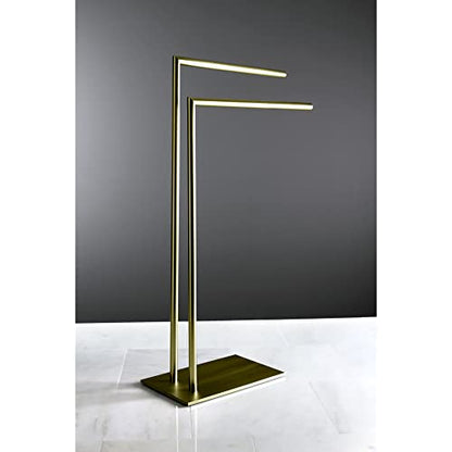 Kingston Brass SCC8327 Edenscape Freestanding Dual -Towel Rack, Brushed Brass | Edenscape collection; 31-3/4" Freestanding; Solid steel and stainless steel construction; Corrosion-resistant finish - color: Brushed Brass