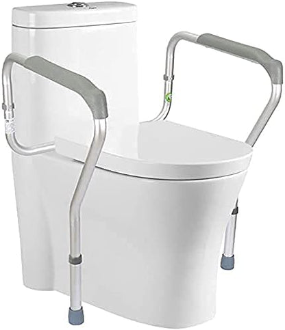 Grab Bars Toilet Grab Bars Free Standing Toilet Safety Surround Frame Chair Adjustable Aluminum Alloy Bathroom Anti-Slip Rail Handrail for Elderly Pregnant Disabled