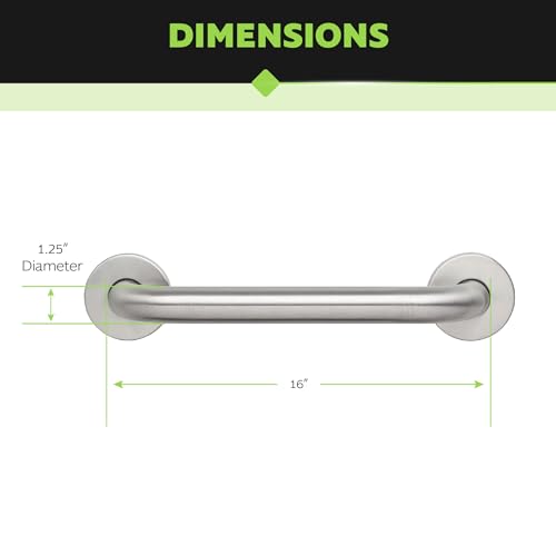 Homewerks 068 HW11416SS 16 inch Bathroom Grab Bar with 1-1/4 Inch Diameter and Concealed Screws ADA Compliant, Stainless Steel - color: 1.25 Inch Diameter, size: 16 Inch