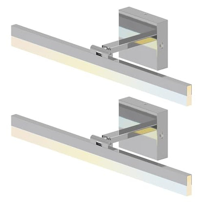 ZAGO 24 Inch Bathroom Vanity Light Fixtures Over Mirror - LED Modern Rotational Wall Mounted Adjustable Hardwired Picture Lighting Bar with 5CCT Switchable, ETL & Damp Rated, Chrome, 2-Pack - style: Adjustable-Chrome