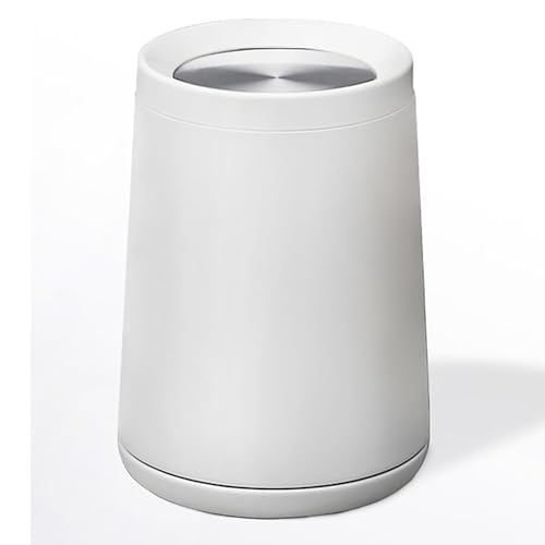 2.1Gallon/8L Metal Trash Can with Lid,Large Capacity Trash Bin,White Garbage Can, Elegant Waste Basket,for Bathroom,Bedroom, Living Room,Office,Hotel,Business(32A white-8L) - color: 32A white-8L