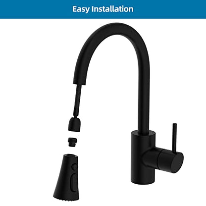 Universal Kitchen Faucet Head Replacement, 3 Modes, 15 Adapter Kit, Black | NSF/ANSI/CAN 372 Certified, Compatible with Kohler/Moen/Delta Faucet, 3 Function Pull Down Sink Faucet Spray Head G1/2 - color: Matteblack