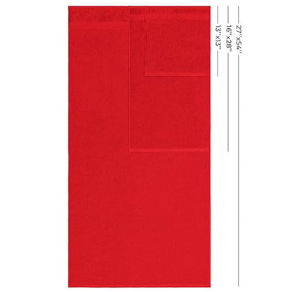 American Veteran Towel, 100% Cotton Turkish 6 Piece Towel Set, Luxury Towels Set of 6 for Bathroom Essentials, 2 Bath Towels 2 Hand Towels 2 Washcloths, Red - color: Red, size: XL 6PC