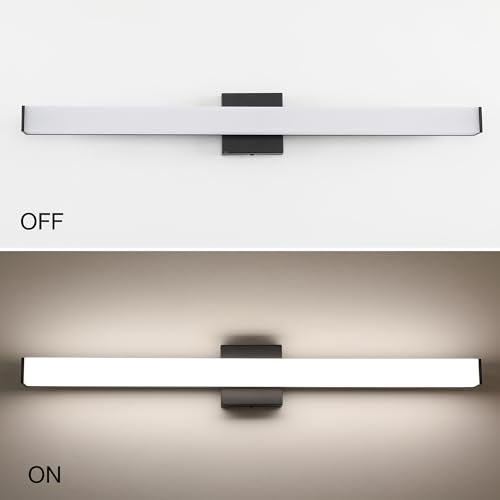 Bathroom Vanity Light Brushed Nickel Square LED 24 inch 14W 4000K Natural White Light Wall Bar Lighting Fixtures Over Mirror (Matte Black, 31.5in 4000K Dimmable) - color: Matte Black, size: 31.5in 4000K Dimmable