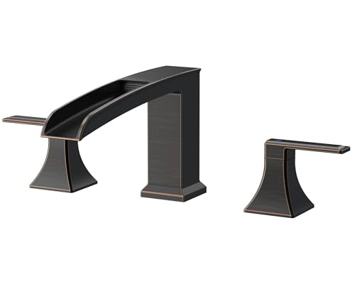 FORIOUS Roman Bathtub Faucet 3 Hole Deck Mount with 2 Handle Bronze | Tub Faucet for 3-Hole Set, 6-12" Centered Distance, Widespread Garden Bath Tub, Waterfall Spout, High Flow, Brass - color: Oil Rubbed Bronze