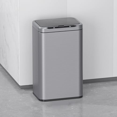 ELPHECO Stainless Steel Office Trash Can Silver, 6.6 Gallon | Motion Sensor Garbage Can Touchless Smart Trash Can Automatic Waste Bin for Kitchen, Office, Bathroom - color: Silver, size: 6.6 Gallons