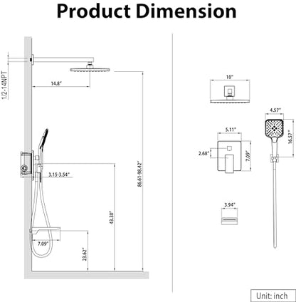 Gabrylly Shower System with Tub Spout, Wall Mounted Tub Shower Faucet Set for Bathroom with High Pressure 10" Rain Shower head and 3-Setting Handheld Shower Head Set,Chrome - color: chrome 01