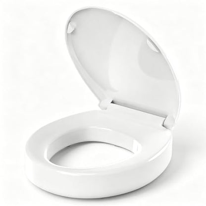 Huttdmel Round Raised Toilet Seat for Seniors, 2.8" Elevated Toilet Seat Riser, Soft Close, Quick Release, Non-Slip, Heavy Duty Bathroom Seat for Elderly, Disabled & Limited Mobility,White