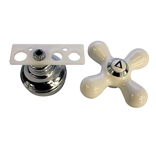 Danco Cross-Arm Tub/Shower & Sink Faucet Handle, Chrome/White (46004) - color: Chrome/White, size: 2.25 H