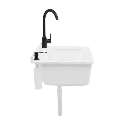 Wall-Mounted Utility Sink Tub Kit with Aluminum Alloy Faucet and Soap Box,Black Anti-clogging Laundry Sink for Bathrooms, Sundry Rooms, Garages(20.08 * 17.52 * 9.45in) - color: White