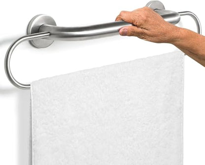 16 inch Grab Bar with 25 inch Towel Rack, Shower Grab Bar for Seniors, Safety Bars for Bathroom with Towel Holder, Wall Mount Grab Bar, Stainless Steel Support up to 500LBS - style: 25 inch long upgrade
