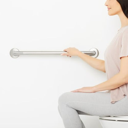 Seachrome 42" Wall Mount Grab Bar, 1 ¼" Diameter, Concealed Flanges, ADA Compliant, Peened with Satin Ends - size: 42 Inch