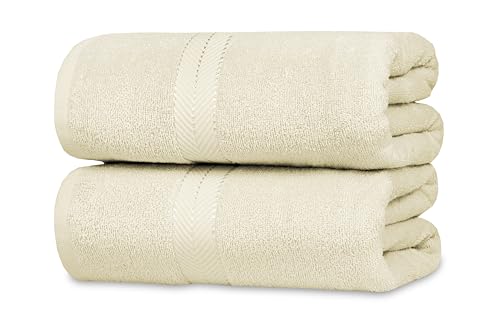 Extra Large Bath Sheets 36x72 Inch, 100% Cotton, 2 Pack Set Plush | Oversized Cotton Bath Sheets for Adults, Soft Absorbent Quick Dry Shower Towels for Bathroom, Spa, Pool, Linen Brown, 2 Pack - color: Linen