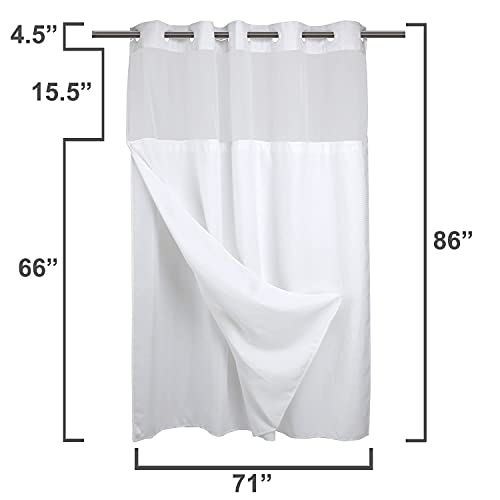 RiverDream Heavyweight Waffle No Hook Shower Curtain with Liner,White,71x86 | Dotted Waffle,Snap-in Liner,Heavy Duty,Quick Dry,Mesh Top Window,With Bottom Magnets,Hotel-Grade,Washable,Extra Long Size - color: White, size: 71"W x 86"L (Pack of 1)