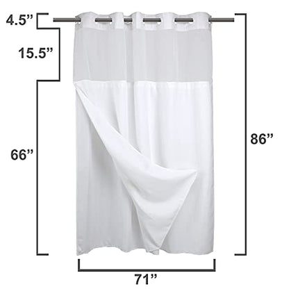 RiverDream Heavyweight Waffle No Hook Shower Curtain with Liner,White,71x86 | Dotted Waffle,Snap-in Liner,Heavy Duty,Quick Dry,Mesh Top Window,With Bottom Magnets,Hotel-Grade,Washable,Extra Long Size - color: White, size: 71"W x 86"L (Pack of 1)
