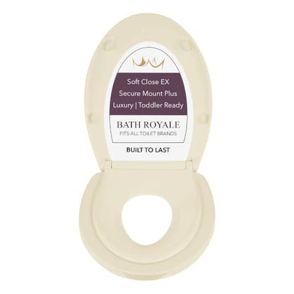 BATH ROYALE Potty Training Seat - Soft Close, Kingsport BR721-02, Elongated Almond/Bone, Adult/Child - color: Almond/Bone, size: Elongated