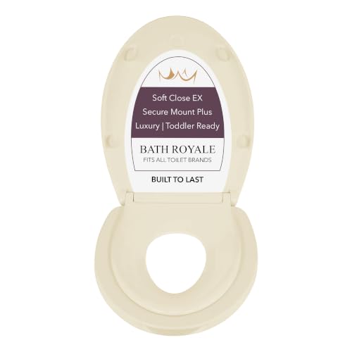 BATH ROYALE Potty Training Seat - Soft Close, Kingsport BR721-02, Elongated Almond/Bone, Adult/Child - color: Almond/Bone, size: Elongated