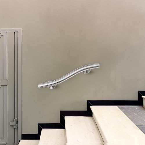 2 Pack Wave Grab Bar Decorative 16 Inch Stylish Stainless Steel Brushed Finish Safety Shower Bar Wall Mounted for Bathroom Bathtubs Toilet Steps Bed Seniors Elderly Handicap Pregnant Women - size: 16 Inch