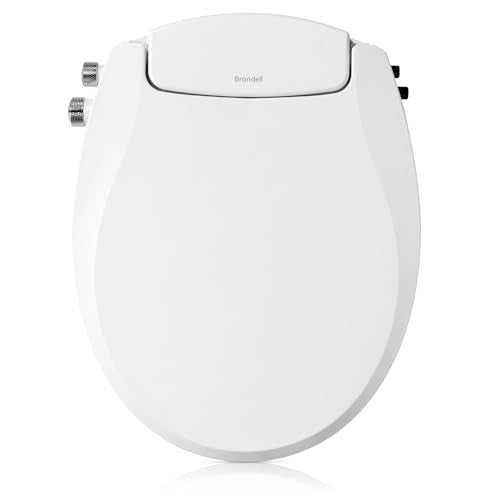 Brondell Swash Bidet Toilet Seat, Non-Electric, Dual Temperature, Fits Round Toilets, White – Dual Nozzle System – with Easy Installation - size: Round, style: S102 - warm water