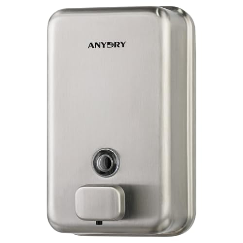 anydry Commercial Soap Dispenser Wall Mounted 37oz Brushed Stainless Steel | Liquid Hand Soap Dispenser, Ideal for Commercial Bathroom, Large Capacity, Easy Refill, Leak-Proof Pump, Stable Installation - color: Brushed
