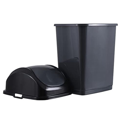 Superio Medium Trash Can with Lid 4.5 Gallon Plastic Swing Top Garbage Can Slim Waste Bin for Under Sink/Cabinet, Laundry Room, Kitchen, Office, Bedroom, Bathroom, College Dorm, 18 Qt, Grey - size: 4.5 Gallon, style: 1 Pack