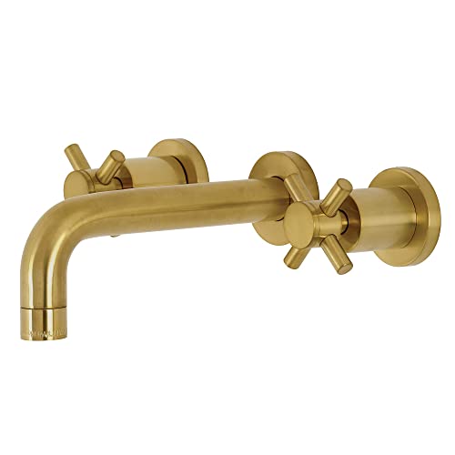 Kingston KS8127DX Wall Mount Bathroom Faucet, Brushed Brass