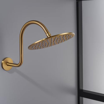 RANDOM S Shaped Shower Head Riser Pipe,Goose Neck Shower Arm 13 Inch Shower Head Extension Arm with Flange,Standard 1/2" Connection,Champagne Bronze.RD-91098-13CB - color: Champagne Bronze
