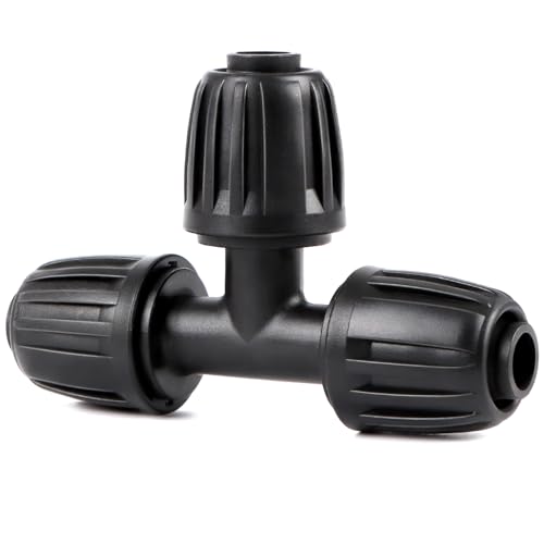 12 Pieces 1/2 Inch Drip Irrigation Tee Fittings, 1/2'' Drip Line Barbed Locked Tee Connectors for 1/2 Inch Irrigation Tubing (1/2" ID x 0.650" OD) Anti-leak 3-Way Irrigation System Parts - size: 1/2" Nut Tee 12 Pcs